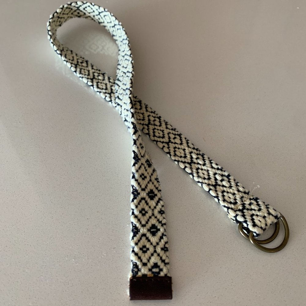 Toddler woven belt, with leather end 2 feet long